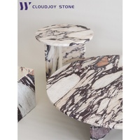 Table Basse Luxe Italienne Marbre Blanc Calacatta Viola Piétement Bas/Socle/Piédestal Moderne pour Salon Mobilier