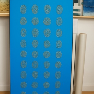 Arte Mural Abstracto Personalizado al por Mayor para Hoteles, Diseño Minimalista, Textura 3D Hecha a Mano, Formas de Huellas Dactilares, Pintura Acrílica sobre Lienzo - Product Image 2