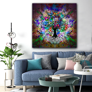 Vendite giornaliere colorato albero della vita parete arte astratta paesaggio farfalla dipinto su tela stampata per la decorazione domestica - Product Image 3
