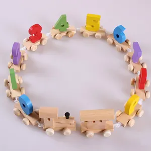 ไม้ Montessori รถไฟรูปของเล่นรุ่นที่มีจำนวนรูปแบบ0 ~ 9บล็อกของเล่นรถการศึกษา