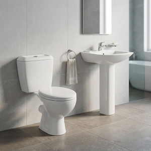 Wholesale Cheap Ceramic Sanitary Ware Two-Piece WC Toilet Dual-Flush Concealed Tank Pedestal Basin Set Gravity Flushing P-trap - Product Image 4