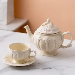 Théière en céramique de haute qualité, tasse à café en porcelaine, service à thé anglais élégant Vintage service à thé en céramique de l'après-midi