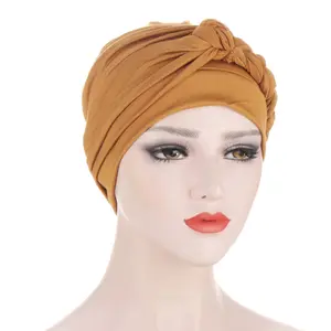 Factory direct sales new Muslim women milk silk Indian Baotou hat fashion Europe and America pure color braided headgear hats