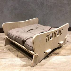 Lit pour chien pliable portable de style moderne, avec support surélevé en bois détachable et lavable, fermeture à bouton-pression pour une utilisation intérieure et extérieure - Product Image 1