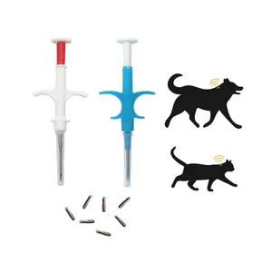 Microchip para animais de estimação 2.12x12mm, microchip com seringa, chip de rastreamento de bocado, boca e cavalos 1342