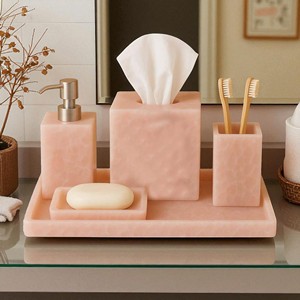 ชุดอุปกรณ์ห้องน้ำทำมือจากโรสควอตซ์ ชุดอาบน้ำสุดหรู อุปกรณ์ตกแต่งห้องน้ำสำหรับโรงแรมและห้องน้ำ ดีไซน์ทันสมัยไม่ซ้ำใคร ขายดี - Product Image 2