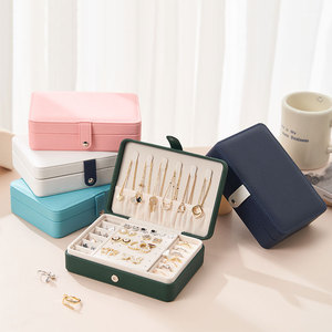Neuankömmling Anpassbare Doppels chicht Tragbare Reise Rechteck Schmuck Geschenk box mit Knopf für Frauen und Mädchen - Product Image 5