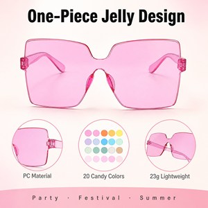 Lunettes de soleil translucides colorées en gelée, surdimensionnées, carrées, sans monture, monobloc, style bonbon, vente en gros pour femmes ou hommes - Product Image 3