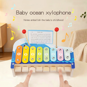 Kit musical éducatif 2-en-1 Qiaike en bois pour enfants, avec clavier de piano et <span class=keywords><strong>xylophone</strong></span> (8 gammes) - Product Image 5