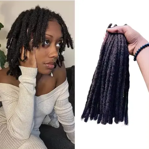 Nouveauté 100% cheveux humains vierges 0.8 cm de diamètre extension Dreadlock 10-24 pouces Dreadlock Hip-Hop Style pour femmes et hommes noirs