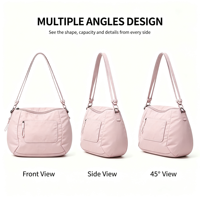 Sac à bandoulière léger vintage en nylon pour femme, multi-poches, résistant à l'eau, avec fermeture éclair, sac hobo quotidien