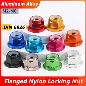 Tuercas de Seguridad de Nylon con Brida de Aluminio Anodizado en Rojo/Negro/Azul/Azul Claro/Naranja/Dorado/Morado/Rosa/Plateado/Gris, Modelos M2, M3, M4, M5, M6, M8 - Product Image 2