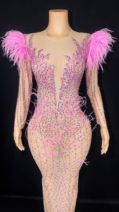 Novance Y2800 abiti <span class=keywords><strong>Casual</strong></span> eleganti maniche lunghe con strass di piume abito danza <span class=keywords><strong>abbigliamento</strong></span> <span class=keywords><strong>Casual</strong></span> <span class=keywords><strong>Sexy</strong></span> per le donne 2023 - Product Image 6