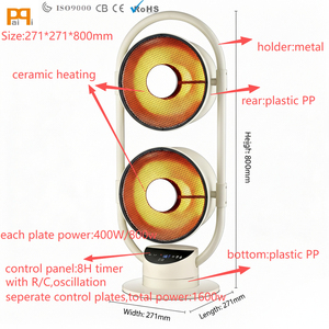 <span class=keywords><strong>Ventilateur</strong></span> Chauffant Électrique Infrarouge en Céramique Économe en Énergie avec Protection Contre la Surchauffe et la Chute, Éclairage, Autoportant, Télécommande Réglable - Product Image 2