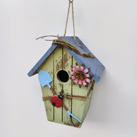 1 maisonnette à oiseaux en bois charmante de style campagnard vintage pour l'extérieur, à suspendre dans le jardin, la villa ou le balcon, grande cage à oiseaux en bois