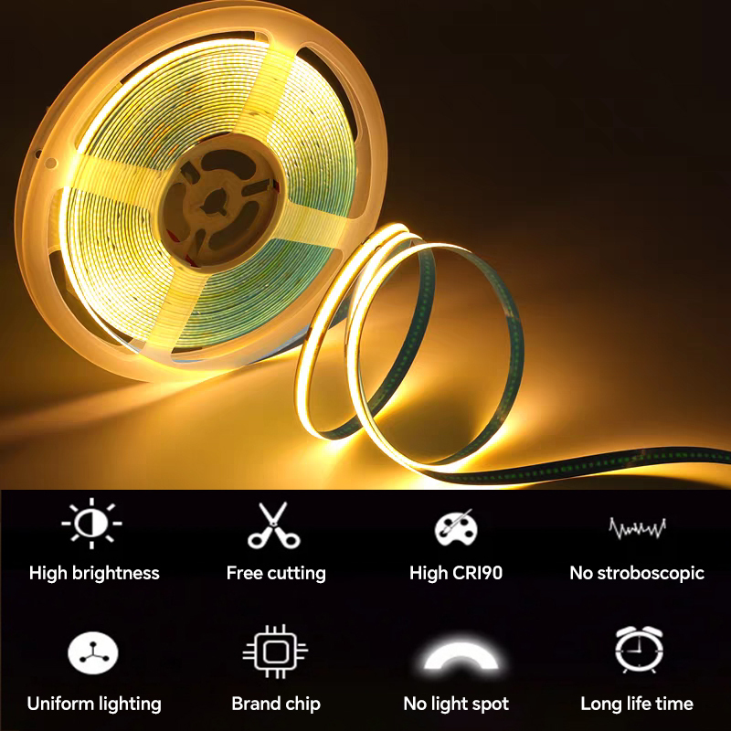 Tuya 5m 320LED Cob LED Strip Light Flex Flexible 5V Warm TV Backlight 12V Smart 24V IP20 White Color Manufactured Cob LED Light · image 2