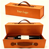 Boîte cadeau à vin en cuir bordeaux personnalisée, emballage pliable de luxe avec logo personnalisé
