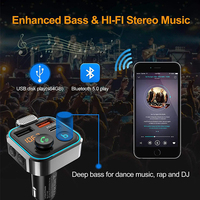 Émetteur FM portable pour voiture 5.0, kit mains libres sans fil, récepteur audio à une touche, lecteur MP3, chargeur USB LED pour voiture, charge rapide