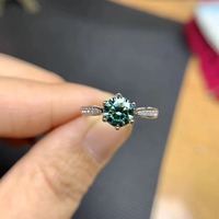 Bague en Moissanite verte de 1carat en argent sterling 925 de style vintage étanche certifiée classique CMA vente en gros