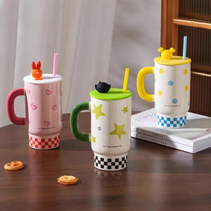 Autentico Powerpuff ragazze di grande capacità in ceramica tazza con Design moderno coperchio per la casa con paglia per regali aziendali tazza di cartoni animati - Product Image 2