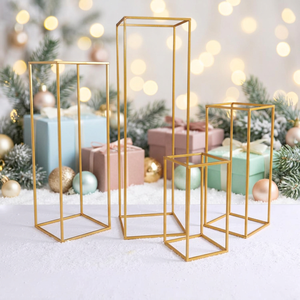 Support à gâteau en acrylique avec base en métal, décoration d'événement, socle doré, colonne de présentation en métal doré pour gâteaux et desserts - Product Image 1