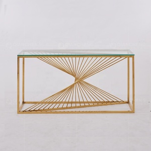 Meubles de luxe mur couloir <span class=keywords><strong>console</strong></span> table salon entrée poli or métal cadre en <span class=keywords><strong>acier</strong></span> inoxydable <span class=keywords><strong>verre</strong></span> <span class=keywords><strong>console</strong></span> table - Product Image 4