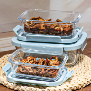 3 Pieces Borosilicate Glass Food Storage Containers <strong>Microwave</strong> Safe Home Airtight Food Bowl Set Student Glass <strong>Lunch</strong> <strong>Box</strong> - Product Image 6