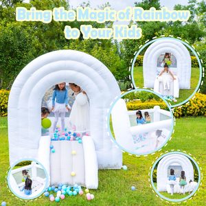 Castillo Inflable Blanco Comercial para Bodas, Castillo de PVC Inflable para Jugar, Combinación de Tobogán y Castillo Inflable con Arcoíris para Niños, Precio de Fábrica - Product Image 2