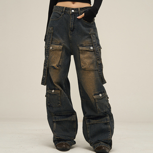 Jeans multi-poches personnalisés Hip Hop Street Wear pour hommes délavés à l'acide <span class=keywords><strong>Y2k</strong></span> Cargos pour hommes - Product Image 1