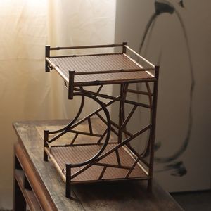 Estante de bambú para té, estante de almacenamiento pequeño de estilo Zen para utensilios de té, accesorios, soporte de exhibición para juego de té de porcelana de origen Anji - Product Image 3