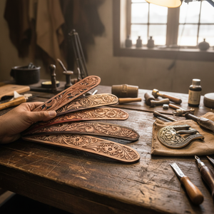 Cinturón Western de Cuero de Vaca de Grano Completo, Tallado a Mano, Pintado a Mano, Diseño Floral, Hebilla de Aleación, Unisex, Venta al por Mayor, OEM - Product Image 3