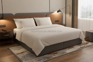 OEM ODM Custom Economic 3 Star Hotel Bed Sets King Queen Size MDF Wooden Bed Base With Upholstered <b>Headboard</b> & Nightsttands - Product Image 3