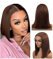 Perruque Bob Lace Front Transparente 4 Couleurs 100% Cheveux Humains Raides Brésiliens Vierge Remy Double Drawn