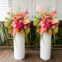 Bouquet de fleurs artificielles en soie personnalisé pour mariage, centre de table, roses rouges et oranges, hortensias, arrangement floral pour allée de réception