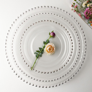 Set di Piatti di Lusso in Vetro Trasparente con Perline, 8 10 13 Pollici, Bordo Argento o Oro per Cucina, Hotel o Cene di Matrimonio - Product Image 5