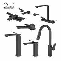 Robinet de comptoir Gramar CUPC à double poignée, 4 pouces, en laiton massif noir, pour usage hôtelier, design moderne, économie d'eau 30%, garantie 5 ans