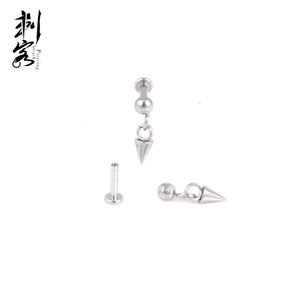 RVS Intern Schroefdraad <span class=keywords><strong>Labret</strong></span> Met Kegel Bengelen Top Kraakbeen Tragus Piercing Sieraden - Product Image 3