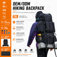Sac à dos de randonnée imperméable 50L grande capacité léger en nylon pour le camping, la randonnée et l'escalade en plein air pour hommes, logo personnalisé