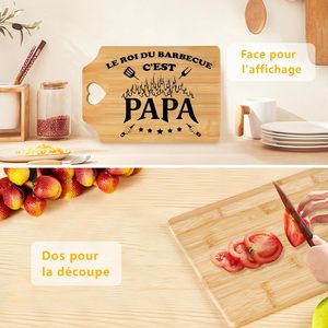 Planche à découper rectangulaire en bambou PAPA Text Flames Stars Design - 1 cm d'épaisseur Origine Chine - <span class=keywords><strong>Cadeau</strong></span> de fête des pères pour papa fils fille - Product Image 2