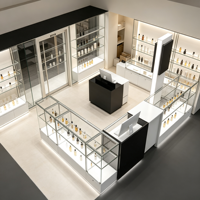 Solution Complète pour Boutique de Parfums : Comptoir d'Exposition Minimaliste en Verre avec Éclairage LED et Vitrine Personnalisée Écologique