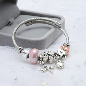 Fashion Crystal Bead <strong>Bracelet</strong> <strong>Dragonfly</strong> Flower love Pendant Ladies Charm <strong>Bracelet</strong> Factory Direct Sales for Women Girls - Product Image 3
