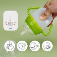 Biberon en PPSU et silicone sans BPA avec poignée confort anti-reflux et tétine souple et flexible pour l'apprentissage de la propreté des nouveau-nés et plus