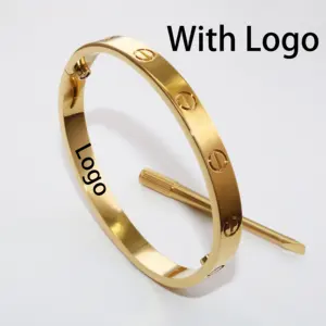 Nueva Llegada Diseñador de Lujo 316L Acero Inoxidable 18K Chapado en Oro Destornillador Tornillo Amor Marca Brazalete Pulsera para Mujeres y Hombres