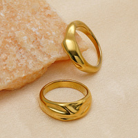 2Pcs PVD 14K Gold Plated 316 Stainless Steel Irregular Textured Classic Women's Ring Set