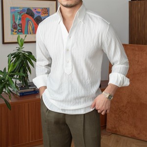 Camisa <span class=keywords><strong>de</strong></span> manga larga <span class=keywords><strong>de</strong></span> tela <span class=keywords><strong>de</strong></span> burbuja transpirable ligera <span class=keywords><strong>de</strong></span> verano <span class=keywords><strong>italiano</strong></span> camisa <span class=keywords><strong>de</strong></span> hombre a rayas <span class=keywords><strong>de</strong></span> vacaciones informal - Product Image 2