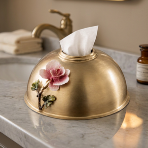 Boîte à mouchoirs décorative de luxe en métal avec motif perroquet, distributeur de serviettes florales, couvercle de boîte à mouchoirs de table pour la décoration intérieure - Product Image 3