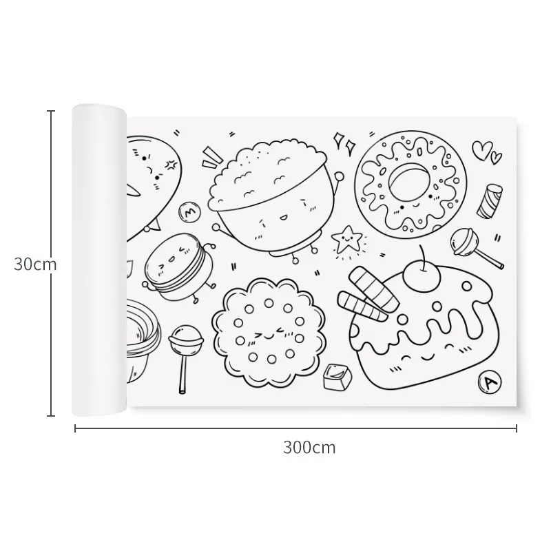 OEM 300cm Wall Sticker Coloring Desenho Papel em um rolo Kids Re-Pastable Pintura Scrolls Crianças Desenho Rolo De Papel Para Crianças