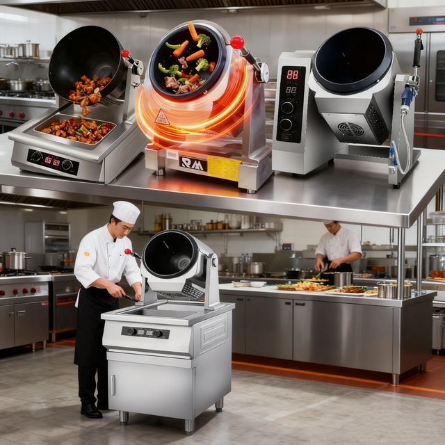 Robot Gas Commercial Electric Kitchen Rotating Stir Wok Automatic Self Cooking Fried Rice Fry Machine Pot Maker Cooker Equipment