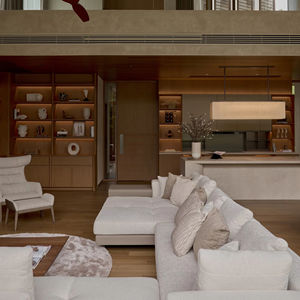 Ensemble de salon contemporain de luxe de style moderne et minimaliste Forfait villas pieds dans l'eau avec rangement caché Console <span class=keywords><strong>TV</strong></span> flottante - Product Image 6