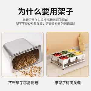 Support à condiments en acier inoxydable à 4 compartiments, double rangée, plat, pour plateaux de service alimentaire d'hôtel, usage en cuisine - Product Image 3